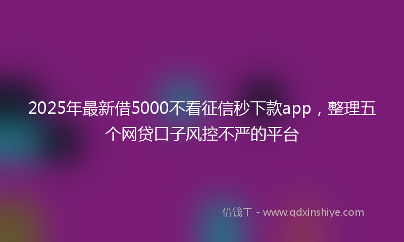 2025年最新借5000不看征信秒下款app，整理五个网贷口子风控不严的平台