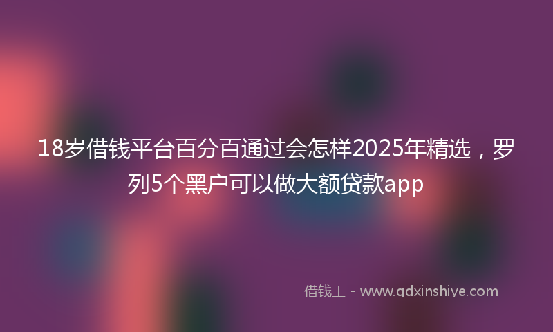 18岁借钱平台百分百通过会怎样2025年精选，罗列5个黑户可以做大额贷款app