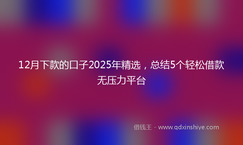 12月下款的口子2025年精选，总结5个轻松借款无压力平台