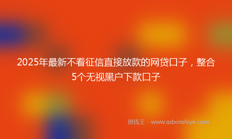 2025年最新不看征信直接放款的网贷口子，整合5个无视黑户下款口子
