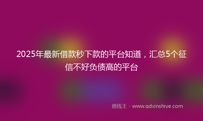 2025年最新借款秒下款的平台知道，汇总5个征信不好负债高的平台