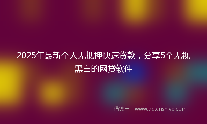 2025年最新个人无抵押快速贷款，分享5个无视黑白的网贷软件