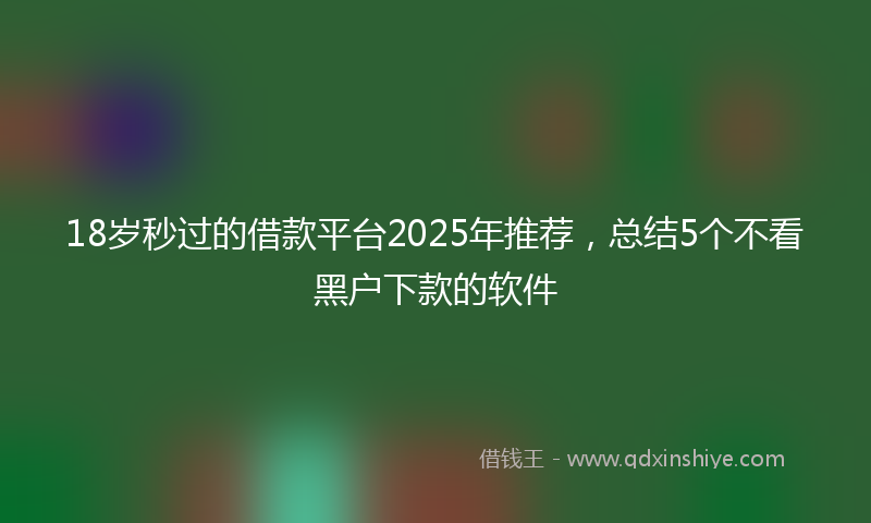18岁秒过的借款平台2025年推荐，总结5个不看黑户下款的软件