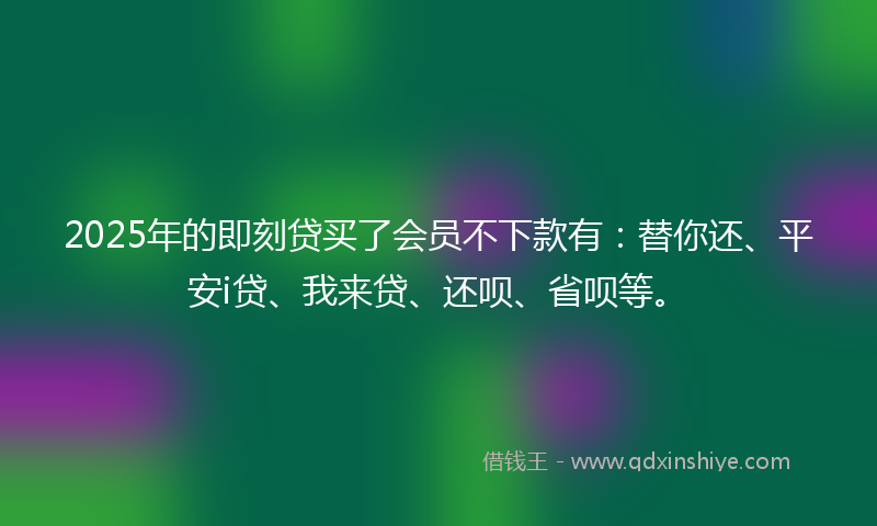 2025年的即刻贷买了会员不下款有：替你还、平安i贷、我来贷、还呗、省呗等。