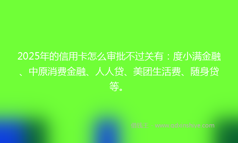 2025年的信用卡怎么审批不过关有：度小满金融、中原消费金融、人人贷、美团生活费、随身贷等。