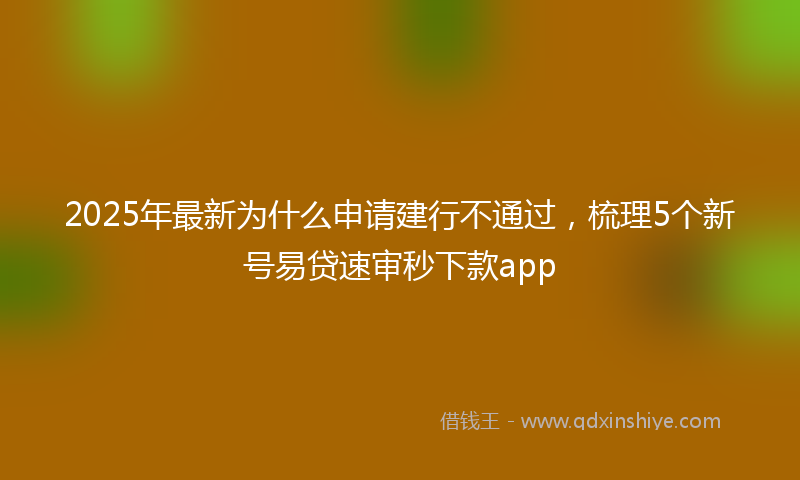 2025年最新为什么申请建行不通过，梳理5个新号易贷速审秒下款app