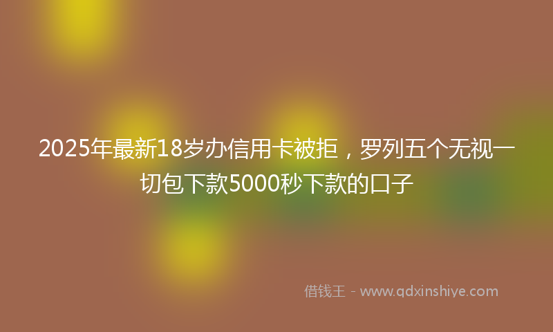 2025年最新18岁办信用卡被拒，罗列五个无视一切包下款5000秒下款的口子