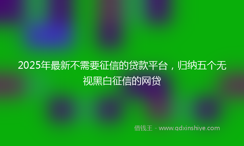 2025年最新不需要征信的贷款平台，归纳五个无视黑白征信的网贷