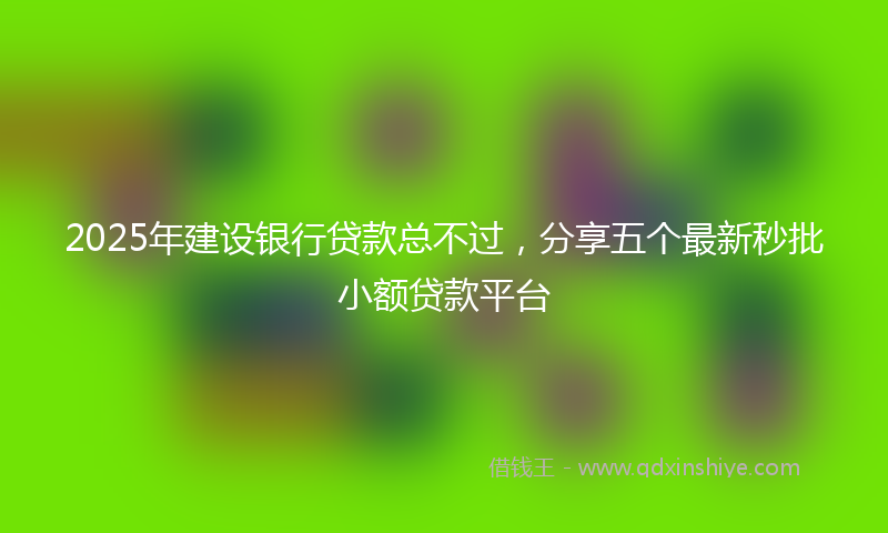 2025年建设银行贷款总不过，分享五个最新秒批小额贷款平台