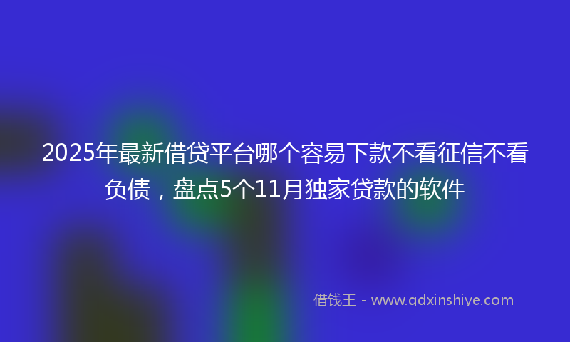 2025年最新借贷平台哪个容易下款不看征信不看负债，盘点5个11月独家贷款的软件