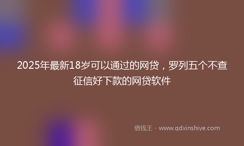 2025年最新18岁可以通过的网贷，罗列五个不查征信好下款的网贷软件