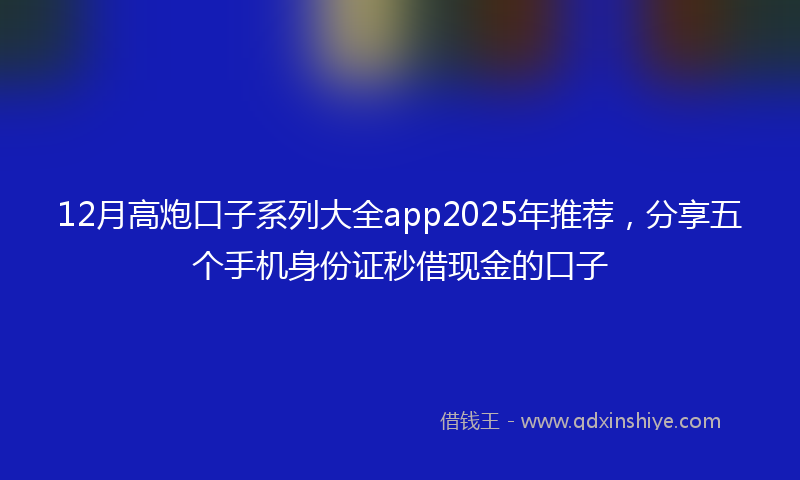 12月高炮口子系列大全app2025年推荐，分享五个手机身份证秒借现金的口子