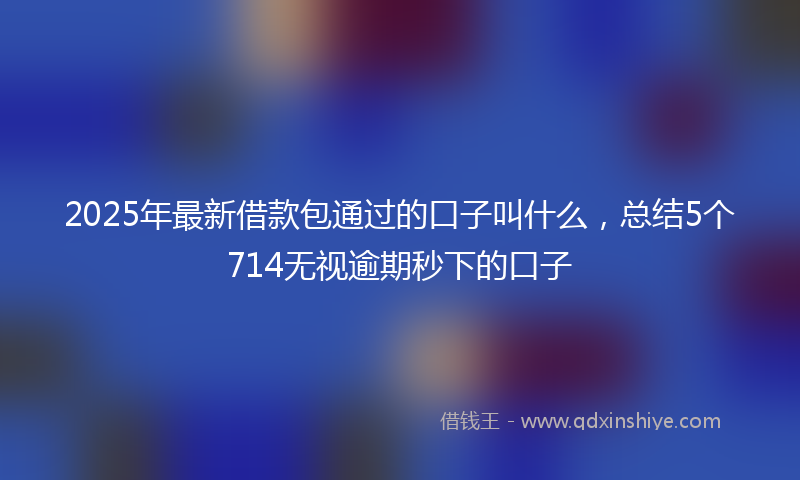 2025年最新借款包通过的口子叫什么，总结5个714无视逾期秒下的口子