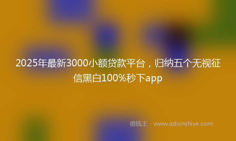 2025年最新3000小额贷款平台，归纳五个无视征信黑白100%秒下app