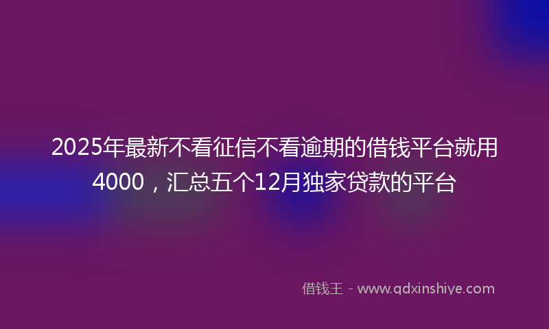 2025年最新不看征信不看逾期的借钱平台就用4000，汇总五个12月独家贷款的平台