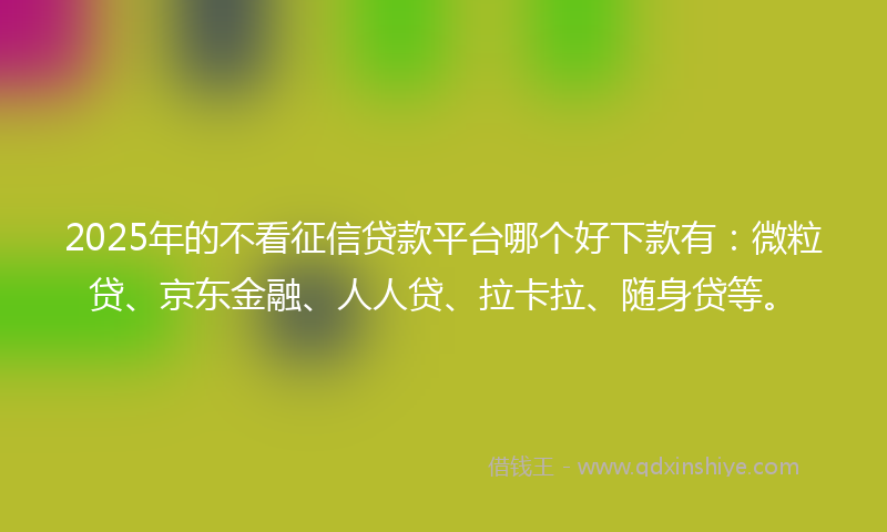 2025年的不看征信贷款平台哪个好下款有：微粒贷、京东金融、人人贷、拉卡拉、随身贷等。