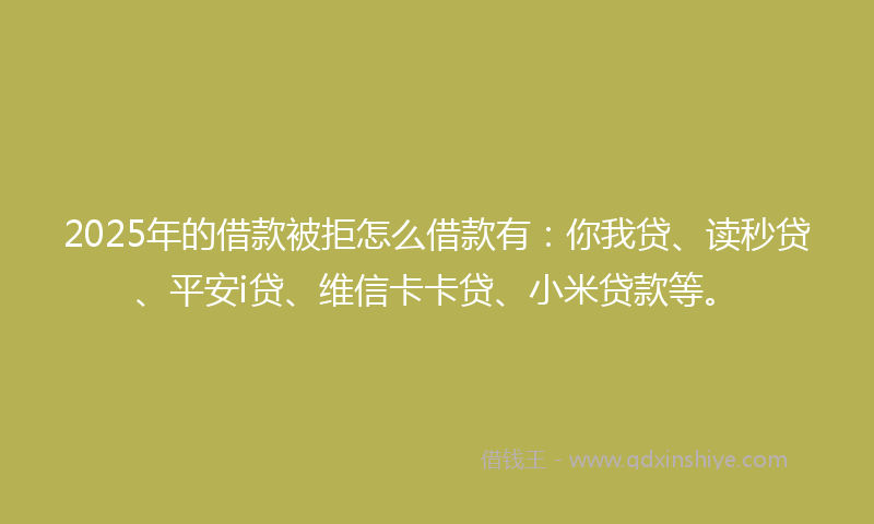 2025年的借款被拒怎么借款有：你我贷、读秒贷、平安i贷、维信卡卡贷、小米贷款等。