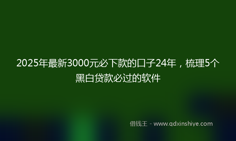 2025年最新3000元必下款的口子24年，梳理5个黑白贷款必过的软件