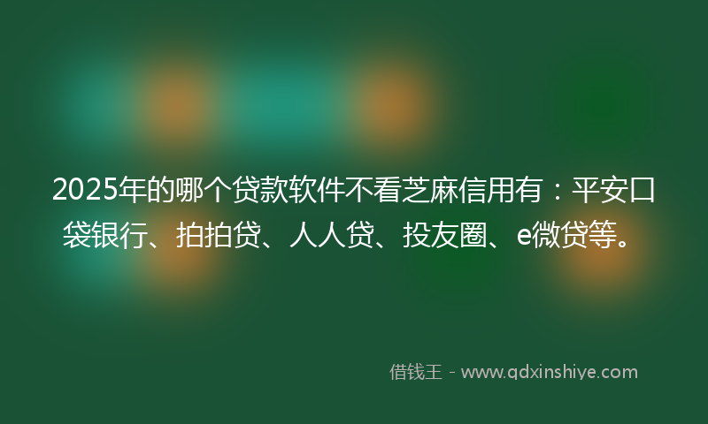 2025年的哪个贷款软件不看芝麻信用有：平安口袋银行、拍拍贷、人人贷、投友圈、e微贷等。