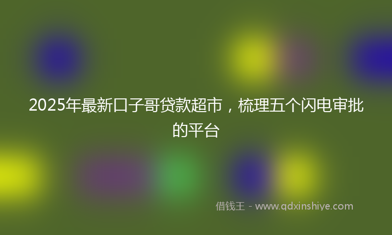 2025年最新口子哥贷款超市，梳理五个闪电审批的平台