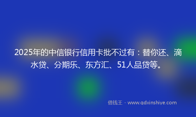 2025年的中信银行信用卡批不过有：替你还、滴水贷、分期乐、东方汇、51人品贷等。