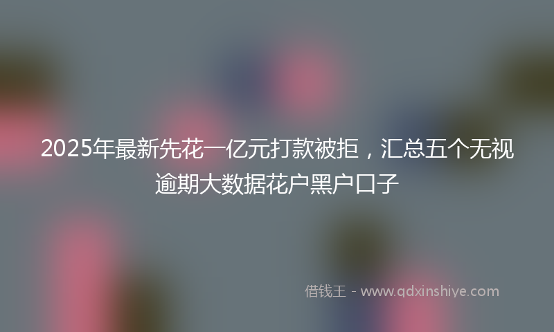 2025年最新先花一亿元打款被拒，汇总五个无视逾期大数据花户黑户口子