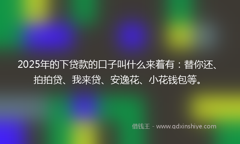 2025年的下贷款的口子叫什么来着有：替你还、拍拍贷、我来贷、安逸花、小花钱包等。