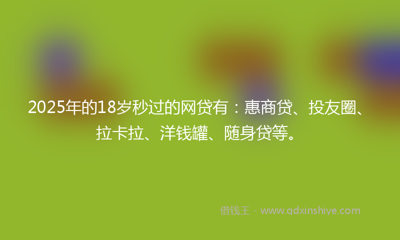 2025年的18岁秒过的网贷有：惠商贷、投友圈、拉卡拉、洋钱罐、随身贷等。