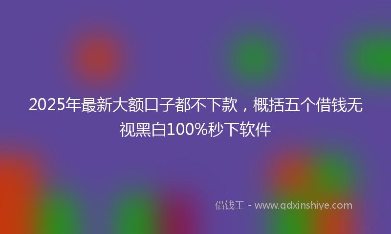 2025年最新大额口子都不下款，概括五个借钱无视黑白100%秒下软件
