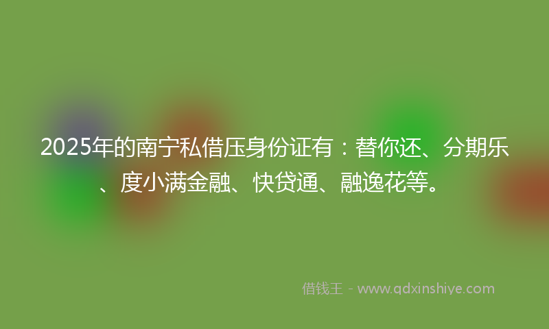 2025年的南宁私借压身份证有：替你还、分期乐、度小满金融、快贷通、融逸花等。