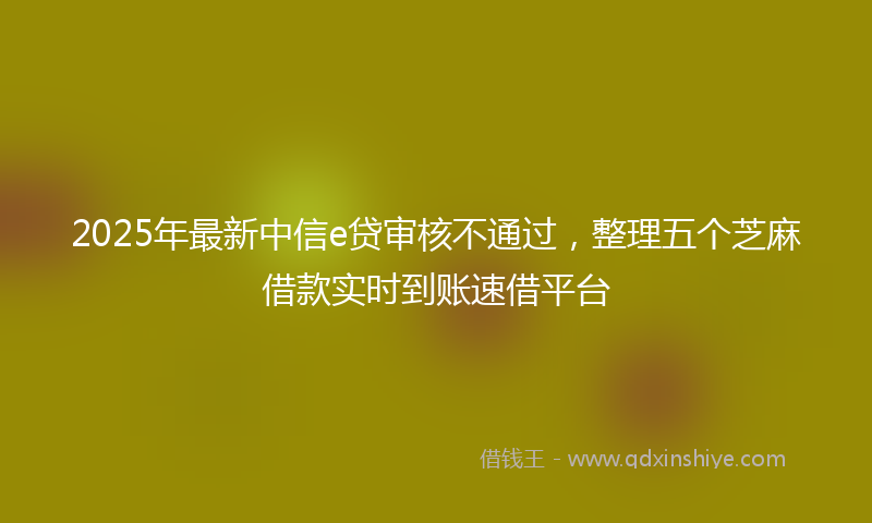 2025年最新中信e贷审核不通过，整理五个芝麻借款实时到账速借平台