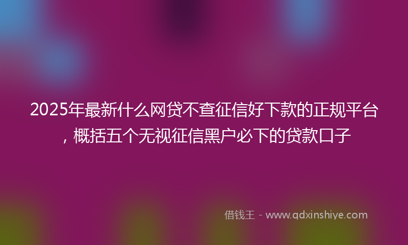 2025年最新什么网贷不查征信好下款的正规平台，概括五个无视征信黑户必下的贷款口子