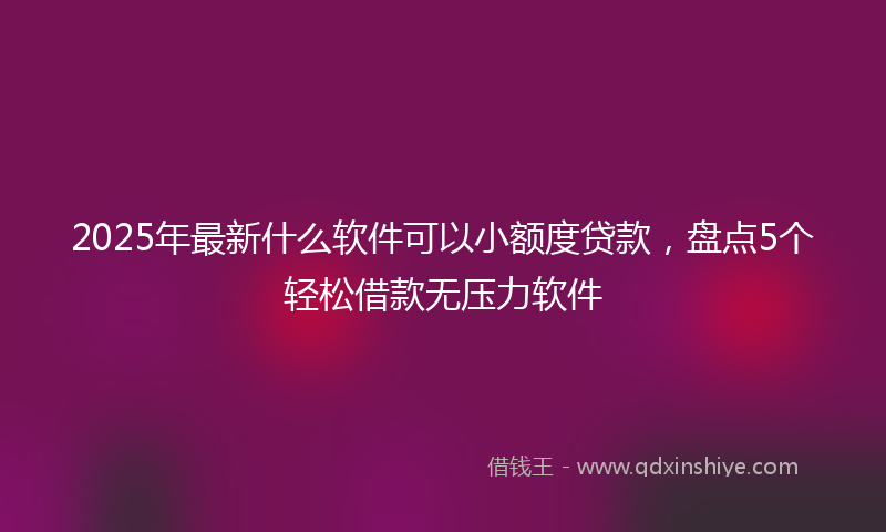 2025年最新什么软件可以小额度贷款，盘点5个轻松借款无压力软件