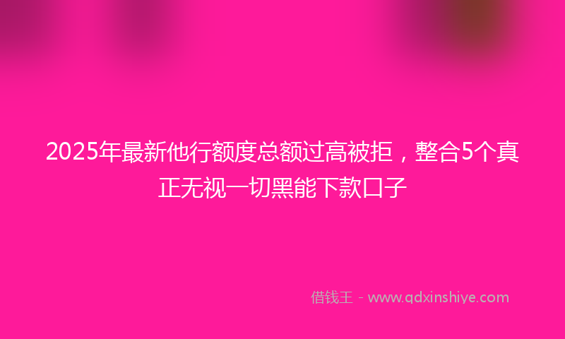 2025年最新他行额度总额过高被拒，整合5个真正无视一切黑能下款口子