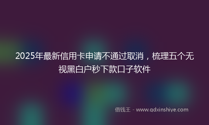 2025年最新信用卡申请不通过取消，梳理五个无视黑白户秒下款口子软件