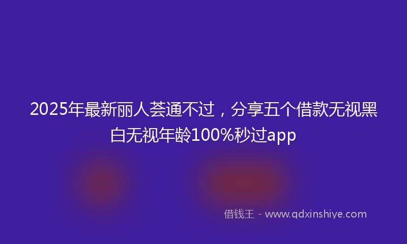 2025年最新丽人荟通不过，分享五个借款无视黑白无视年龄100%秒过app