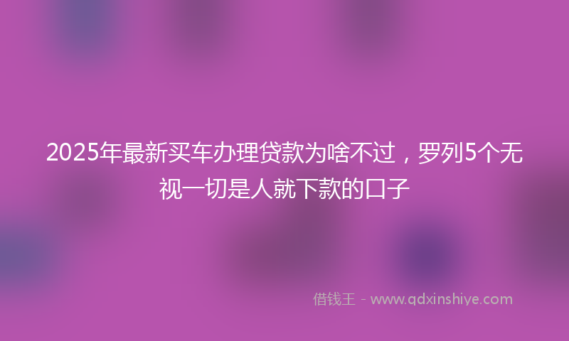 2025年最新买车办理贷款为啥不过，罗列5个无视一切是人就下款的口子