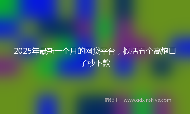 2025年最新一个月的网贷平台，概括五个高炮口子秒下款