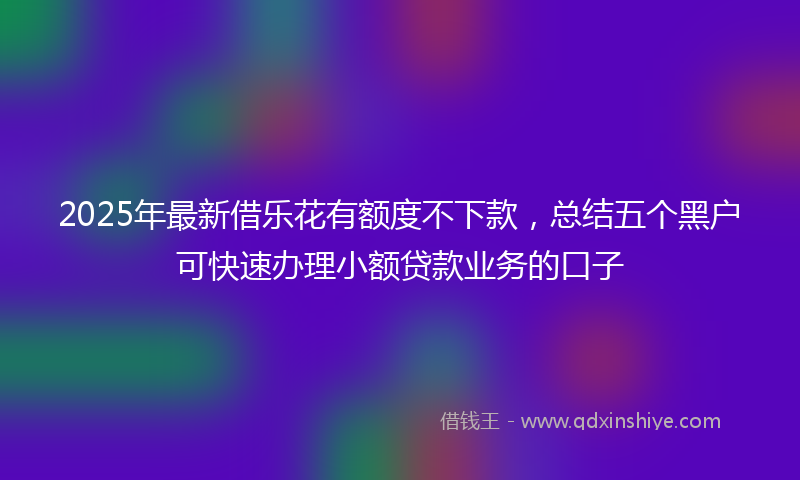 2025年最新借乐花有额度不下款，总结五个黑户可快速办理小额贷款业务的口子
