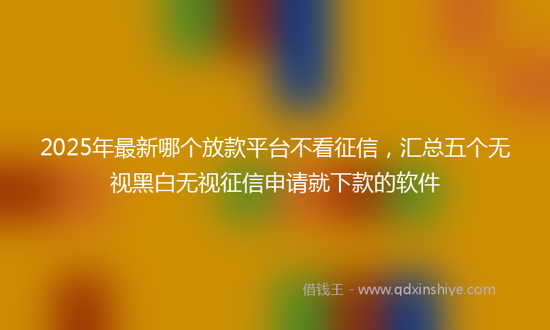 2025年最新哪个放款平台不看征信，汇总五个无视黑白无视征信申请就下款的软件