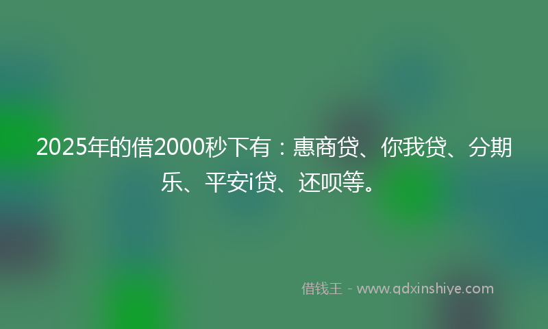 2025年的借2000秒下有：惠商贷、你我贷、分期乐、平安i贷、还呗等。