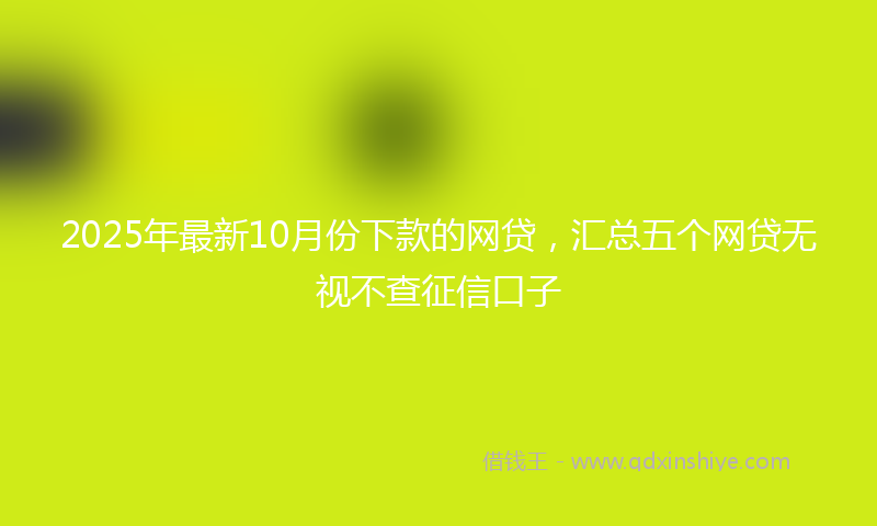 2025年最新10月份下款的网贷，汇总五个网贷无视不查征信口子