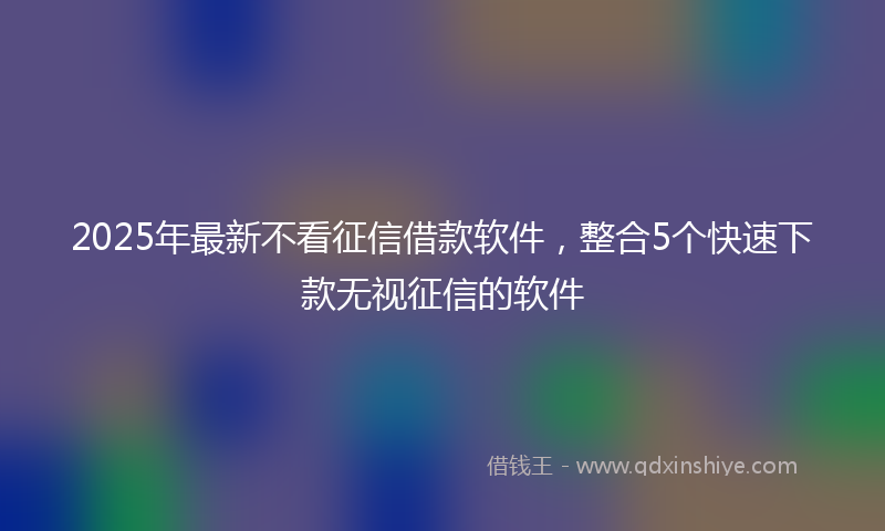 2025年最新不看征信借款软件，整合5个快速下款无视征信的软件