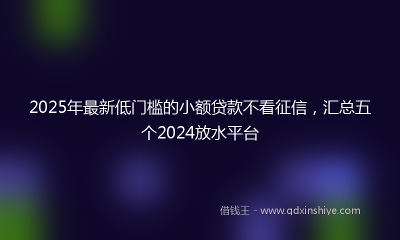 2025年最新低门槛的小额贷款不看征信，汇总五个2024放水平台