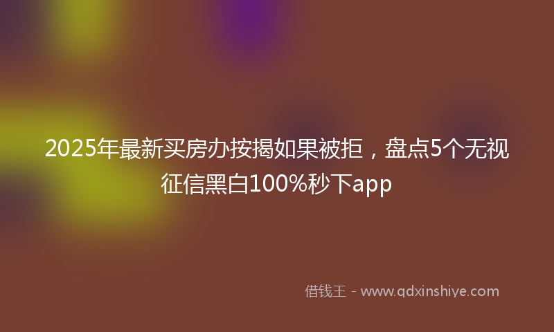 2025年最新买房办按揭如果被拒，盘点5个无视征信黑白100%秒下app