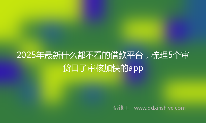 2025年最新什么都不看的借款平台，梳理5个审贷口子审核加快的app
