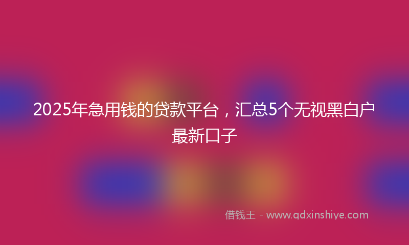 2025年急用钱的贷款平台，汇总5个无视黑白户最新口子