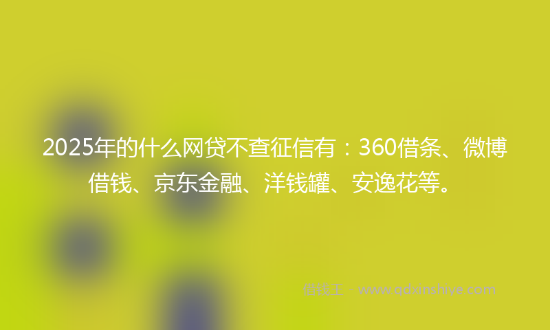 2025年的什么网贷不查征信有：360借条、微博借钱、京东金融、洋钱罐、安逸花等。