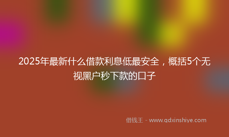 2025年最新什么借款利息低最安全，概括5个无视黑户秒下款的口子