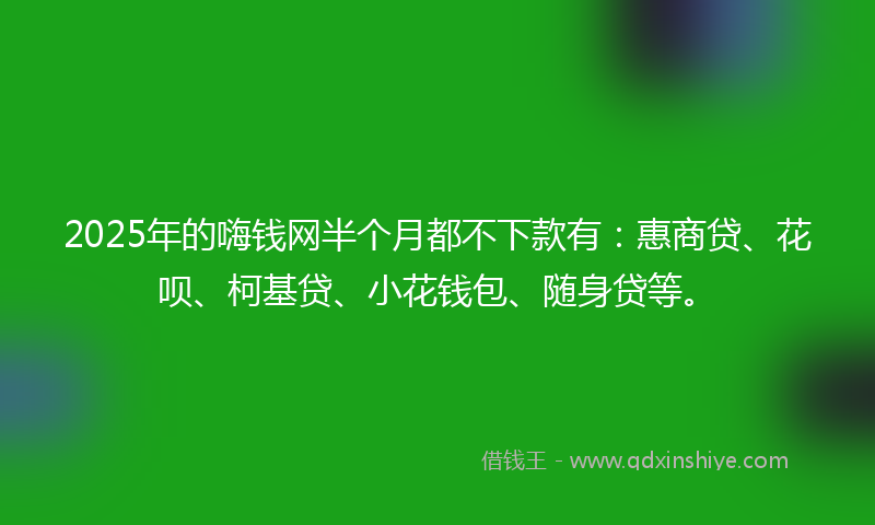 2025年的嗨钱网半个月都不下款有：惠商贷、花呗、柯基贷、小花钱包、随身贷等。